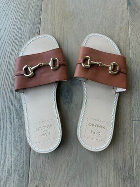 Italian Leather Sandals with brass horsebit